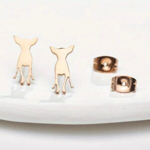 Silver Bambi Dog Silhouette Earrings please choose from the available colours